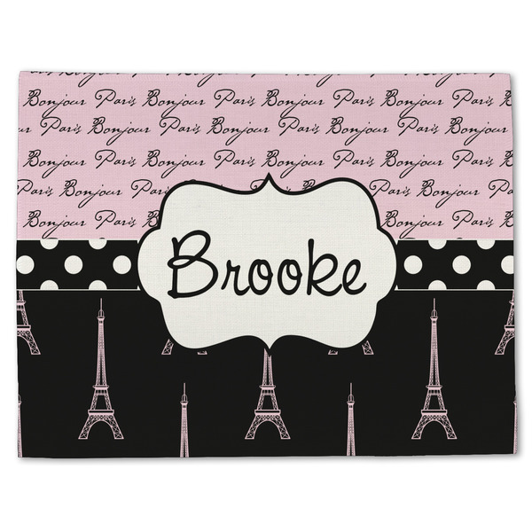 Paris Bonjour and Eiffel Tower Linen Placemat - Front