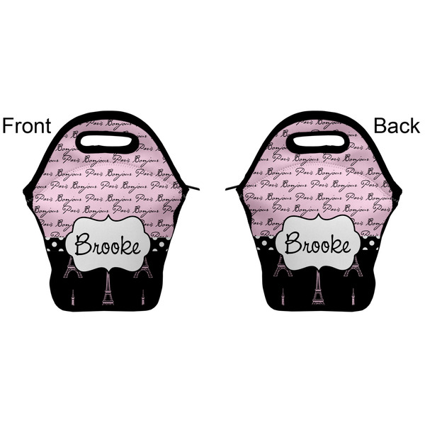 Paris Bonjour and Eiffel Tower Lunch Bag - Front and Back