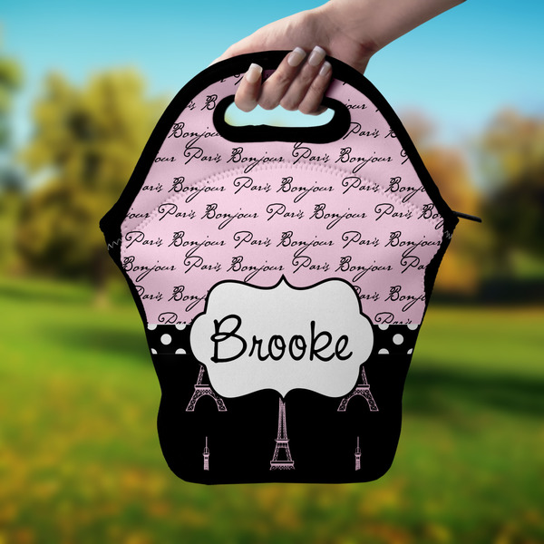 Paris Bonjour and Eiffel Tower Lunch Bag - Hand