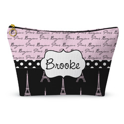 Paris Bonjour and Eiffel Tower Makeup Bag - Large - 12.5"x7" (Personalized)
