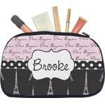 Paris Bonjour and Eiffel Tower Makeup / Cosmetic Bag - Medium (Personalized)