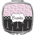 Paris Bonjour and Eiffel Tower Compact Makeup Mirror (Personalized)