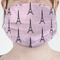 Paris Bonjour and Eiffel Tower Mask - Pleated (new) Front View on Girl