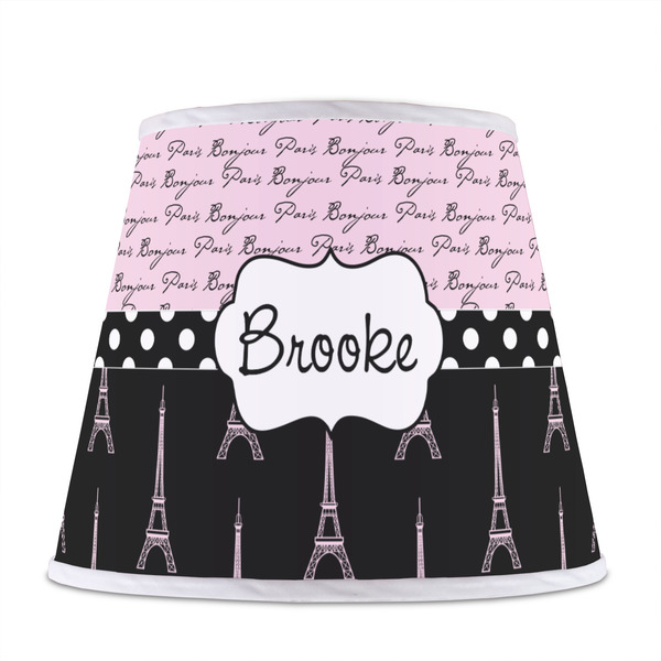 Paris Bonjour and Eiffel Tower Poly Film Empire Lampshade - Front View