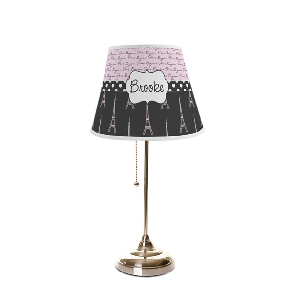 Paris Bonjour and Eiffel Tower Poly Film Empire Lampshade - On Stand