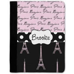 Paris Bonjour and Eiffel Tower Notebook Padfolio w/ Name or Text