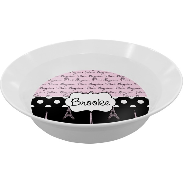 Custom Paris Bonjour and Eiffel Tower Melamine Bowl (Personalized)