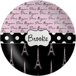 Paris Bonjour and Eiffel Tower Melamine Plate (Personalized)