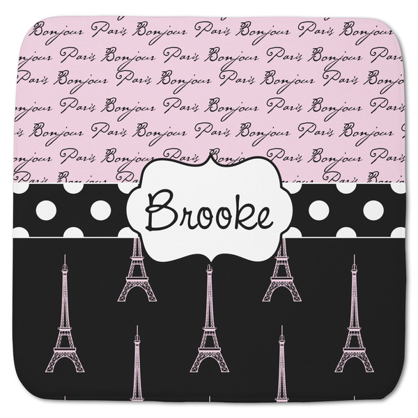 Custom Paris Bonjour and Eiffel Tower Memory Foam Bath Mat - 48"x48" (Personalized)