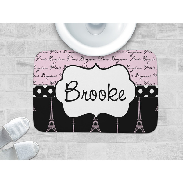 Paris Bonjour and Eiffel Tower Memory Foam Bath Mat - LIFESTYLE 34x21