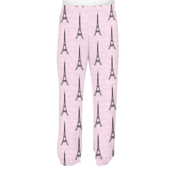 Paris Bonjour and Eiffel Tower Men's Pjs Back - on model