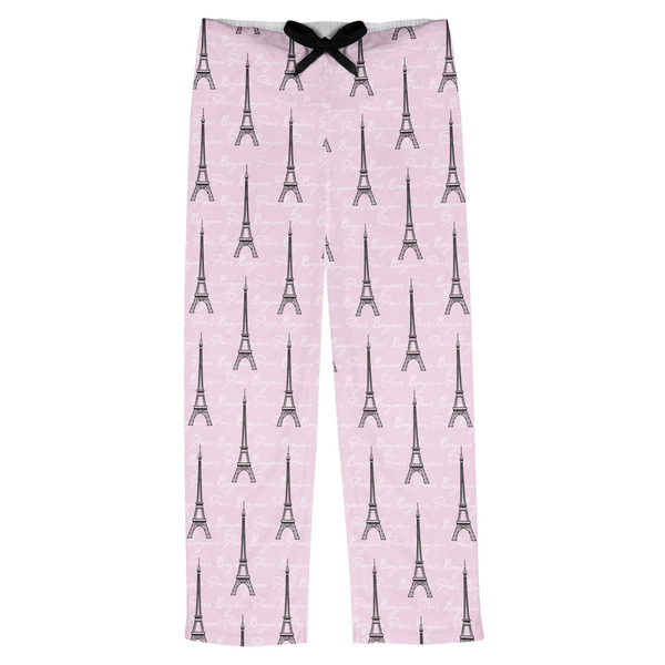 Custom Paris Bonjour and Eiffel Tower Mens Pajama Pants - XL