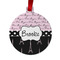 Paris Bonjour and Eiffel Tower Metal Ball Ornament - Double Sided w/ Name or Text