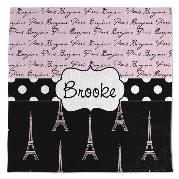 Custom Paris Bonjour and Eiffel Tower Microfiber Dish Towel (Personalized)