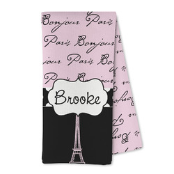 Paris Bonjour and Eiffel Tower Kitchen Towel - Microfiber (Personalized)