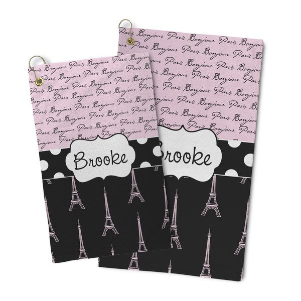 Paris Bonjour and Eiffel Tower Microfiber Golf Towel - PARENT/MAIN