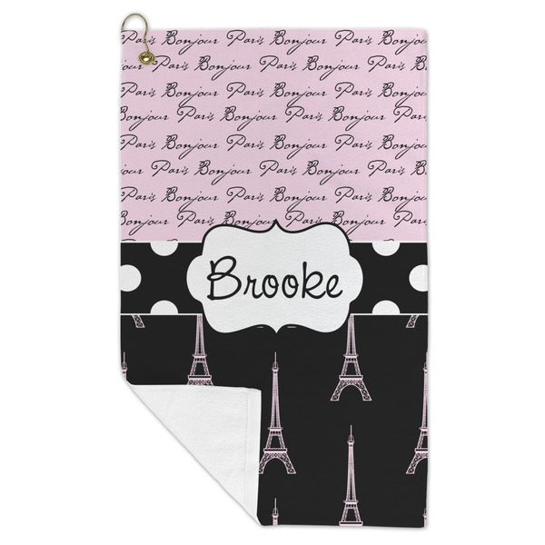 Paris Bonjour and Eiffel Tower Microfiber Golf Towels - FOLD