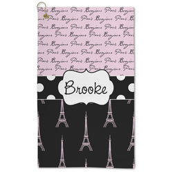 Paris Bonjour and Eiffel Tower Microfiber Golf Towel (Personalized)