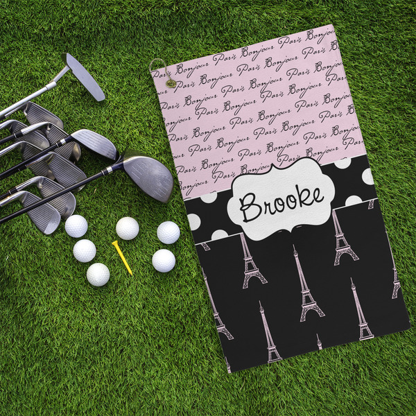 Paris Bonjour and Eiffel Tower Microfiber Golf Towels - LIFESTYLE