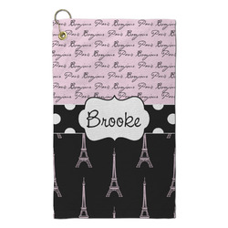 Paris Bonjour and Eiffel Tower Microfiber Golf Towel - Small (Personalized)