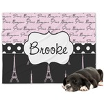 Paris Bonjour and Eiffel Tower Dog Blanket (Personalized)