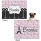 Paris Bonjour and Eiffel Tower Microfleece Dog Blanket - Regular - Front & Back