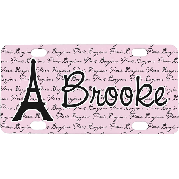 Custom Paris Bonjour and Eiffel Tower Mini/Bicycle License Plate (Personalized)