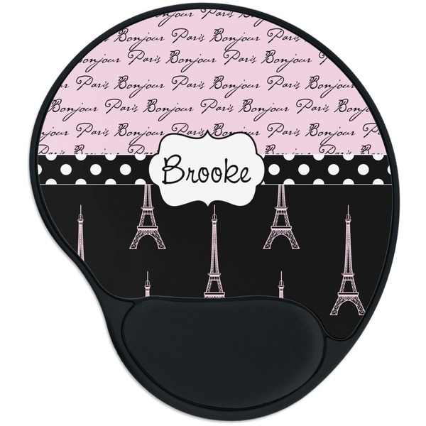 Custom Paris Bonjour and Eiffel Tower Mouse Pad with Wrist Support