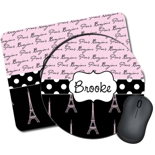 Custom Paris Bonjour and Eiffel Tower Mouse Pad (Personalized)