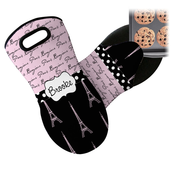 Paris Bonjour and Eiffel Tower Neoprene Oven Mitt