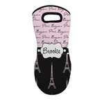 Paris Bonjour and Eiffel Tower Neoprene Oven Mitt w/ Name or Text