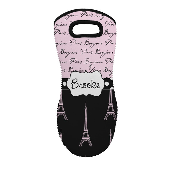 Custom Paris Bonjour and Eiffel Tower Neoprene Oven Mitt w/ Name or Text