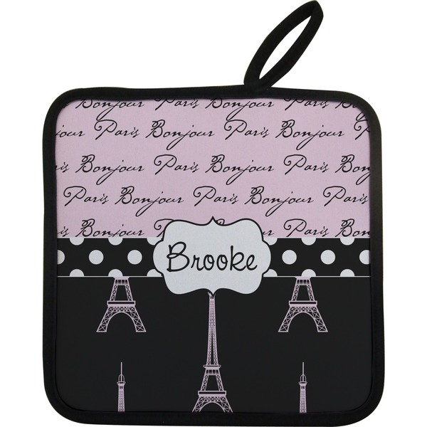 Paris Bonjour and Eiffel Tower Neoprene Pot Holder