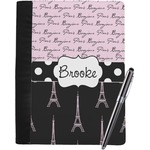 Paris Bonjour and Eiffel Tower Notebook Padfolio - Large w/ Name or Text