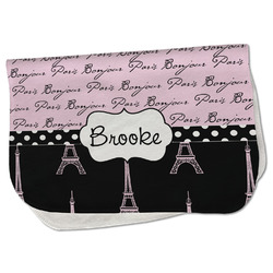 Paris Bonjour and Eiffel Tower Burp Cloth - Fleece w/ Name or Text