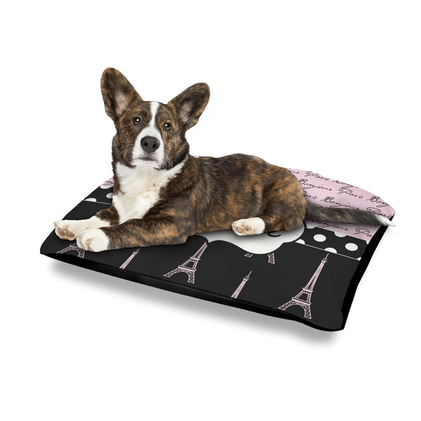 Paris Bonjour and Eiffel Tower Outdoor Dog Beds - Medium - IN CONTEXT
