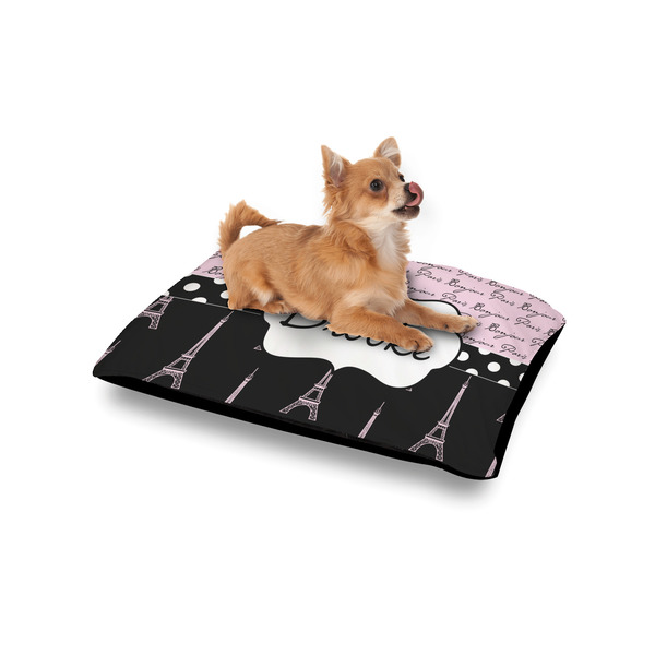 Paris Bonjour and Eiffel Tower Outdoor Dog Beds - Small - IN CONTEXT