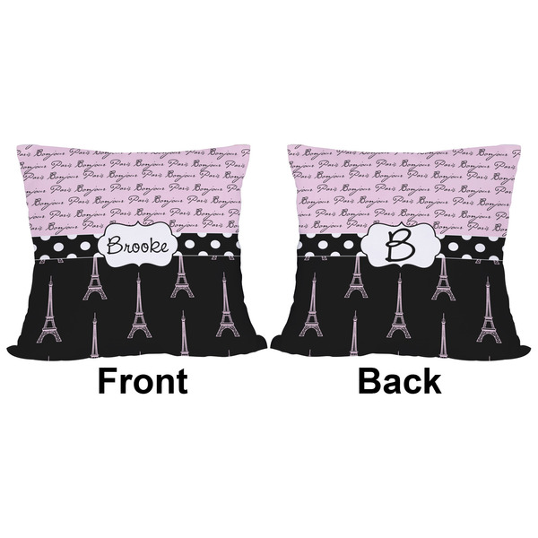 Paris Bonjour and Eiffel Tower Outdoor Pillow - 16x16