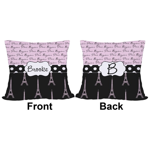 Paris Bonjour and Eiffel Tower Outdoor Pillow - 20x20