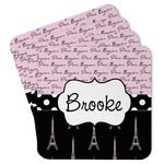 Paris Bonjour and Eiffel Tower Paper Coasters w/ Name or Text