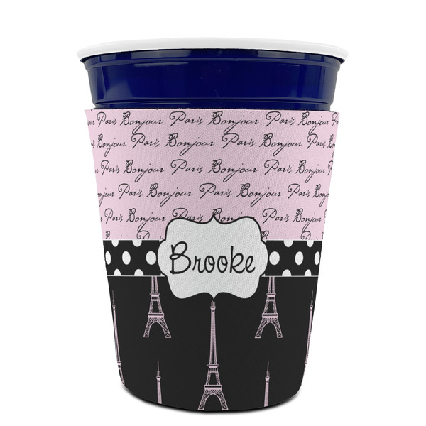 Paris Bonjour and Eiffel Tower Party Cup Sleeves - without bottom - FRONT (on cup)