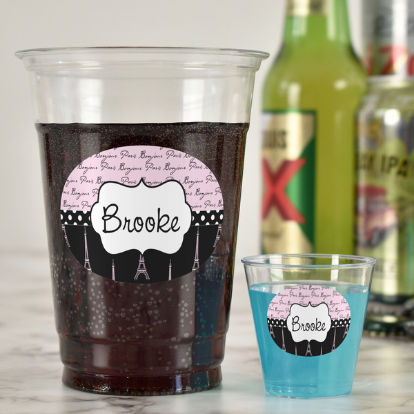 Paris Bonjour and Eiffel Tower Party Cups - 16oz - In Context