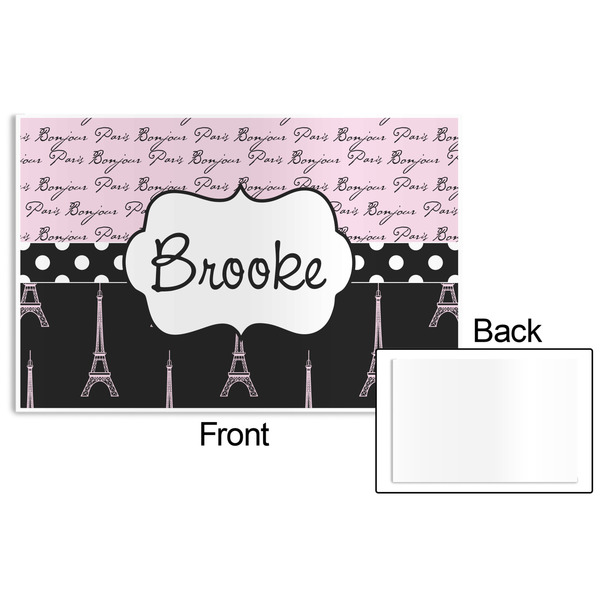 Paris Bonjour and Eiffel Tower Disposable Paper Placemat - Front & Back