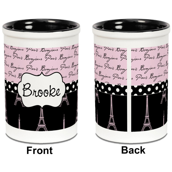 Paris Bonjour and Eiffel Tower Pencil Holder - Black - approval
