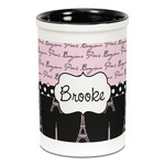 Paris Bonjour and Eiffel Tower Ceramic Pencil Holders - Black