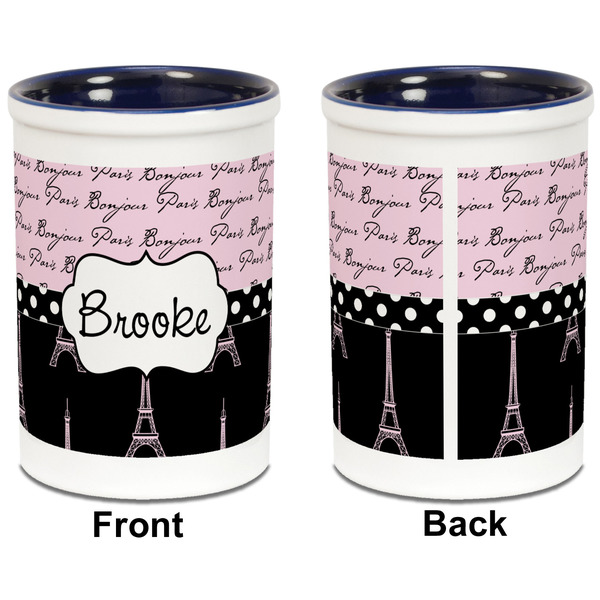 Paris Bonjour and Eiffel Tower Pencil Holder - Blue - approval