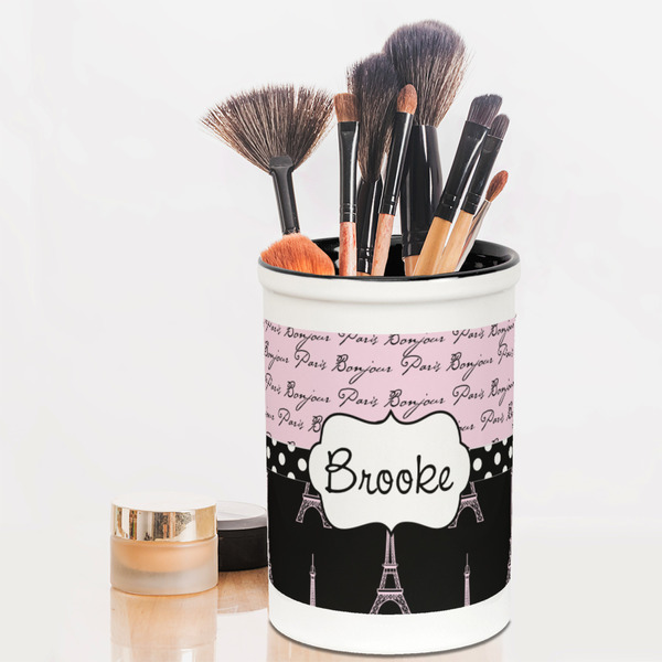 Paris Bonjour and Eiffel Tower Pencil Holder - LIFESTYLE makeup