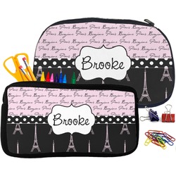 Paris Bonjour and Eiffel Tower Neoprene Pencil Case (Personalized)