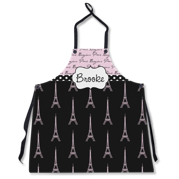 Custom Paris Bonjour and Eiffel Tower Apron Without Pockets w/ Name or Text