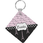 Paris Bonjour and Eiffel Tower Diamond Plastic Keychain w/ Name or Text
